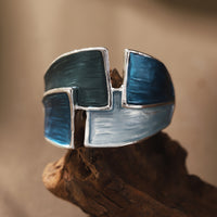 Vintage handgemalter Ring – Blau