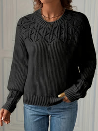 Nasia – Eleganter Langarmpullover – Schwarz