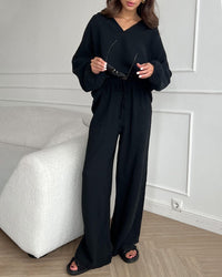 NURSEL - KOMBINATION AUS BLUSE UND WEITER HOSE – Schwarz