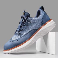 Marco Brogue Leder Sneakers – Blau