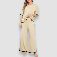 Esme | Edles elastisches Strick-Lounge-Set – Beige