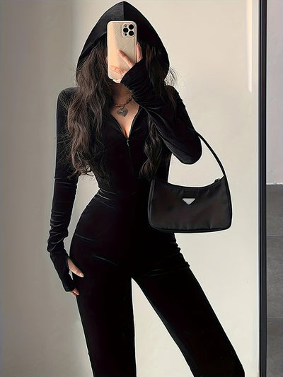 Leyenna | Samt-Jumpsuit mit Reißverschluss