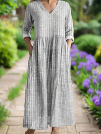Gregoria – Lässiges Gestreiftes Kleid – Grau