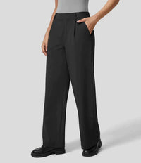 Sommer Palazzo Hose für Damen - Leicht Elegant Hohe Taillen Marlenehose – Schwarz