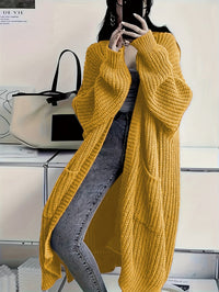 Leyennae | Grauer Strick-Cardigan mit offener Vorderseite – Golden