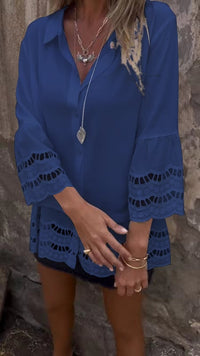 Miranda™ | Elegante Bluse im Ibiza-Stil – Dunkelblau