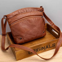Zoe | Lederschultertasche – Braun
