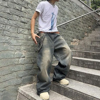 Marcel | Modische Baggy Jeans mit Weitem Bein – Meeresblau