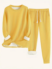 Leyliana | Thermo-Set Einfarbig – Warmer Zweiteiler für Damen – Gelb