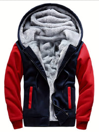 Oziel - Warme Fleece Jacke Mit Kapuze Und Reißverschluss – Rot