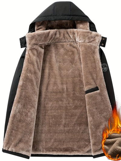 Teun | Warme Herren-Fleecejacke mit Kapuze & Reißverschlusstaschen, Winddicht für Herbst & Winter