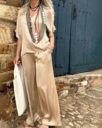 Ophelia | Elegantes zweiteiliges Set – Golden khaki
