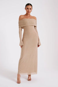 Astella - Paillettenkleid – Beige