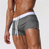 Schnelltrocknende Badeshorts Herren kurz mit Kordelzug – Grau