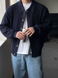 RAYDEN – DER SLIM-FIT-CARDIGAN IM STREETWEAR-LOOK FÜR MODERNE MÄNNER – Blau
