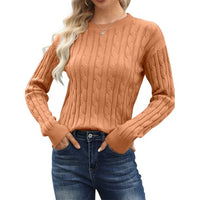 Seykahlah | Solider Strickpullover mit Rundhalsausschnitt, vielseitiger Pullover mit langen Ärmeln und hohlem Ausschnitt – Orange