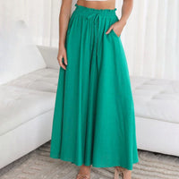 La Bali Sommerhose | Relaxed luftige sommerhosen damen mit Weite Beinhosen – Grün