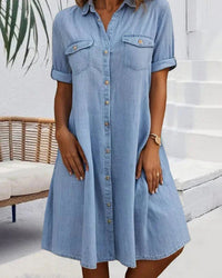 Jeanskleid für Damen - Luftiges Hemdblusenkleid für den Sommer – Blau
