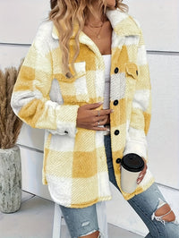 Laura | Stylischer Damen-Teddy-Wintermantel warm – Gelb