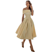 Romy - Elegantes Off-the-Shoulder Maxikleid mit Drapierung – Aprikose