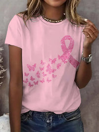 Clara | Schmetterling Hoffnung T-Shirt Brustkrebs – Rosa