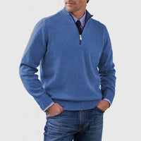 Ben | Modischer Warmer Pullover Mit Halbem Reißverschluss – Blau