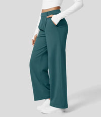 Sommer Palazzo Hose für Damen - Leicht Elegant Hohe Taillen Marlenehose – Die Tiefen des Atlantiks