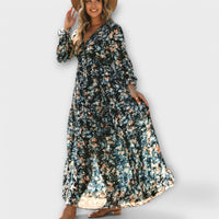 Eline | Elegantes Kleid Mit Blumenmuster – Marine