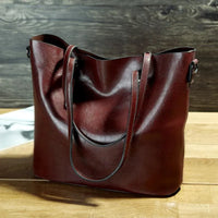 Nicole | Vintage Leder-Schulterhandtasche – Weinrot