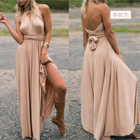 Heidi Mode | Multi-Wear Multi-Seil Kreuz rückenfrei Bandage Kleid – Champagner