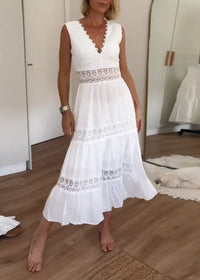Lynn - Sommerkleid mit stilvollem Spitzenbesatz – Weiß