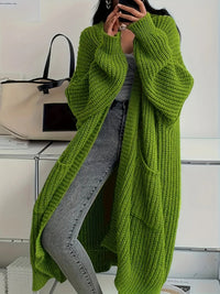 Lena | Zeitloser Longline Strickcardigan Damen – Oliv