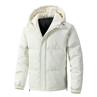 Herrenjacke | Gewatteerte Ausführung mit Kapuze geschlossene Form – Beige