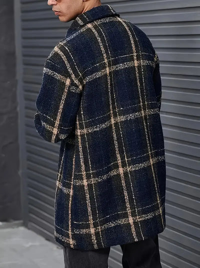 Keyrinae | Stilvolle karierte Jacquard-Jacke mit Knopfleiste in Übergröße