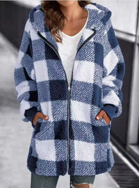 Lasena | Übergroßer Karierter Kapuzenpullover für Frauen – Blau