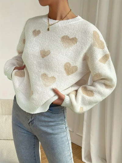 Cliamara | Charmanter Pullover mit Herzmuster und Schultern