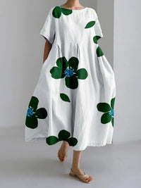 CATERINA | Langes Sommerkleid mit Lebendigen Blumen und Weicher Bequemlichkeit für Sonnige Tage – Grün