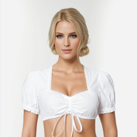 Damen Tracht Oktoberfest Dirndl Bluse – Weiß