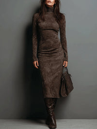 Ava™ - Wildleder Midi-Kleid – Braun