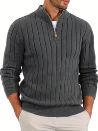 Yedidya - Lässiger Langarm Strick Pullover – Dunkelgrau