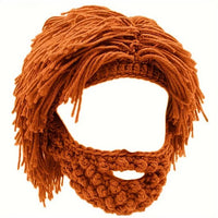 Grantley – Beanie im Punk Stil mit Integrierter Glatter Perücke – Orange