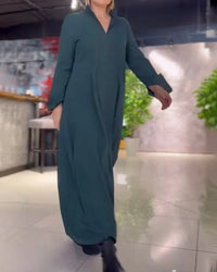 HELENA™ | LANGES WEITES KLEID MIT SEITLICHEN SCHLITZEN – GRÜN
