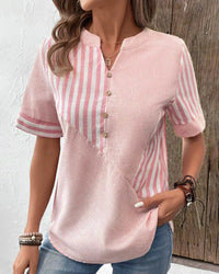 Frederique™ | Elegante gestreifte Bluse – Rosa