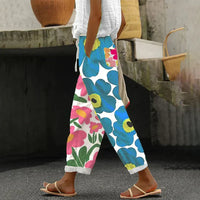 Heidi-Mode | Grüne Hose mit frischem Blumenmuster – Blau
