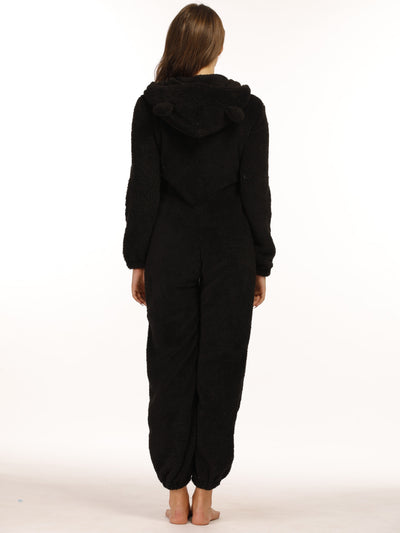 Leyetta | Reißverschluss Teddy-Jumpsuit mit Kapuze