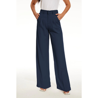 Damen-Hose mit Hoher Taille | weite Beinführung – Marine