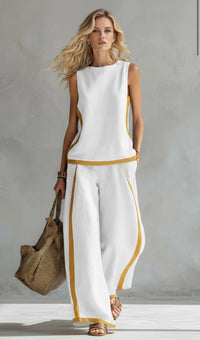 Quella - Fließendes Top & Hosen-Set – Weiß