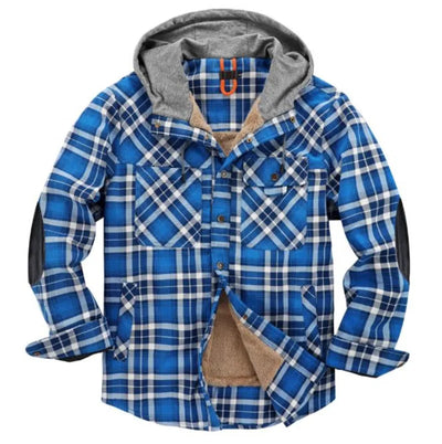 Honoree | Herren-Winterjacke aus Samt mit Kapuze und kariertem Innenfutter