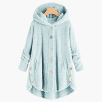 Damen jacke mit Kapuze und Knopfverschluss – Himmelblau