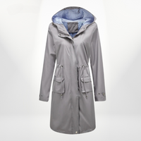 Wasserdichter Trenchcoat Damen Mit Kapuze | Lang Leicht – Grau